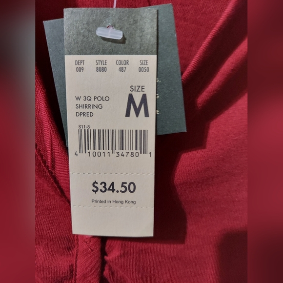 NWT Eddie Bauer Red Polo Shirt with Buttons Size Medium - Picture 8 of 9